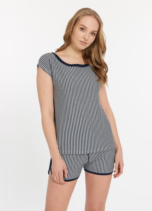 Leimere Newport Tee In Navy Marshmallow Stripe