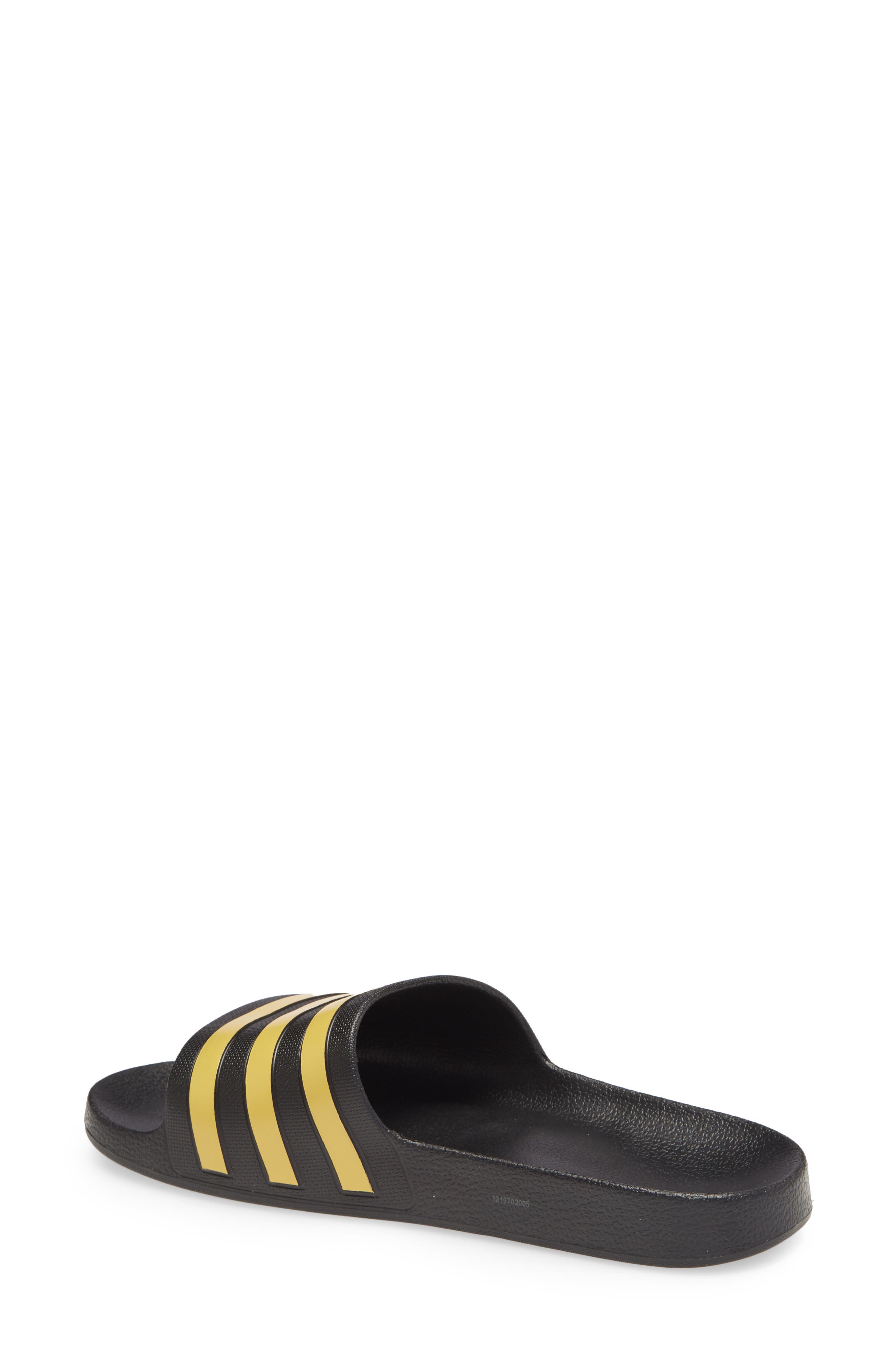 adidas Adilette Aqua Slide Sandal, Alternate, color, Core Black/ Gold/ Core Black