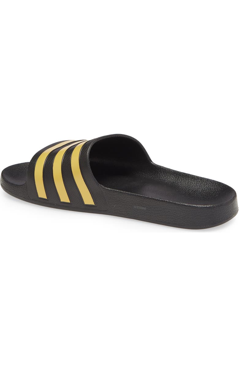 adidas Adilette Aqua Slide Sandal, Alternate, color, Core Black/ Gold/ Core Black