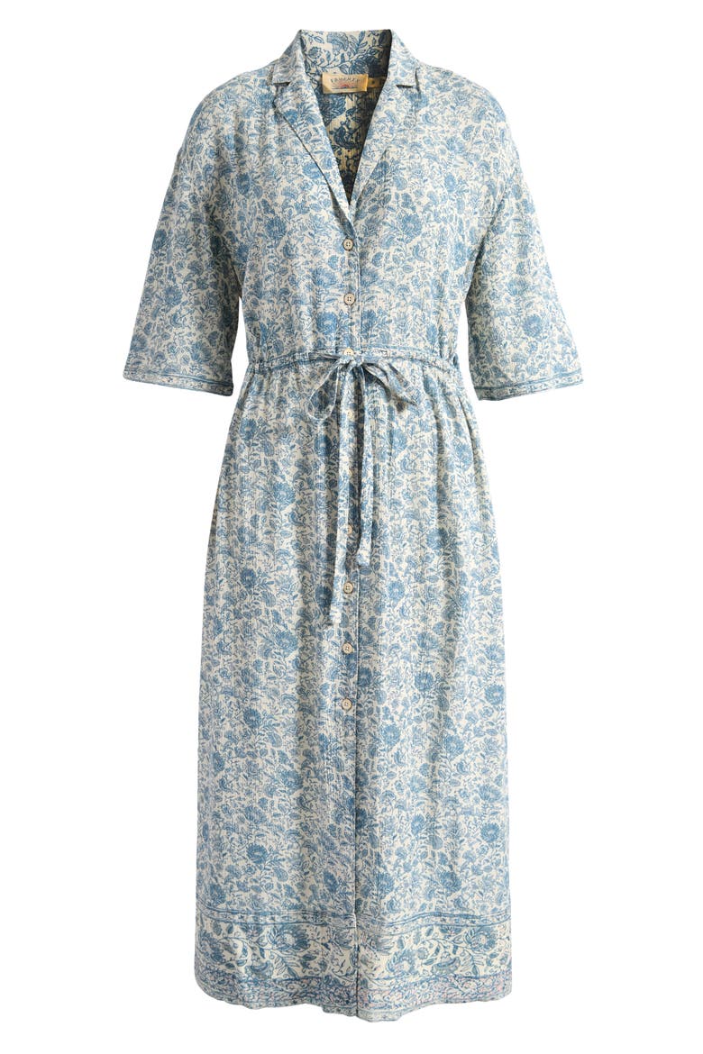 Island Times Tie Waist Midi Dress, Alternate, color, BLUE WATER FLORAL