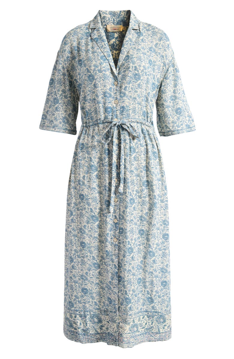Faherty Island Times Tie Waist Midi Dress, Alternate, color, Blue Water Floral