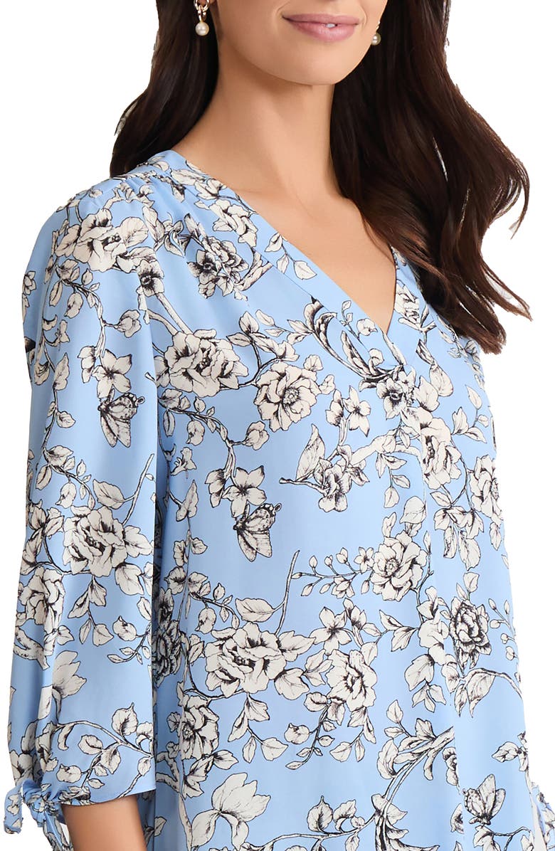 Jones New York Tie Sleeve Top, Alternate, color, Chinz Blue Multi