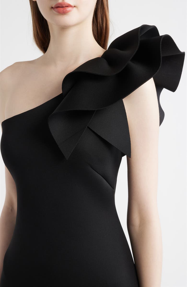 Anne Klein Asymmetric Ruffle One-Shoulder Sheath Cocktail Dress, Alternate, color, Anne Black