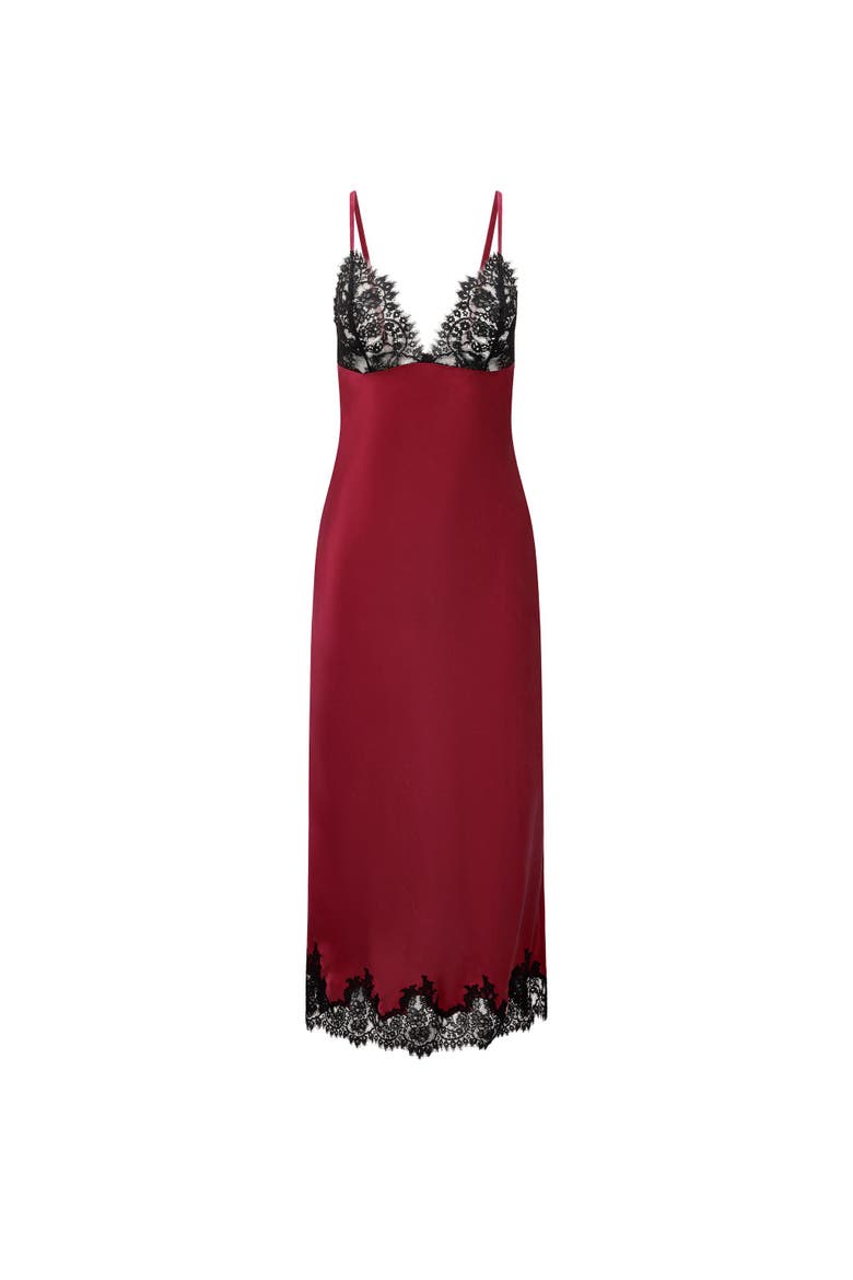 Vegan Atelier Collection Silk Gown Lingerie, Alternate, color, Dark red