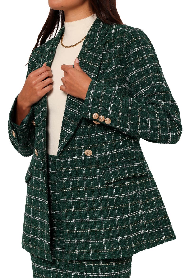 Jules Plaid Double Breasted Twill Blazer, Alternate, color, GREEN