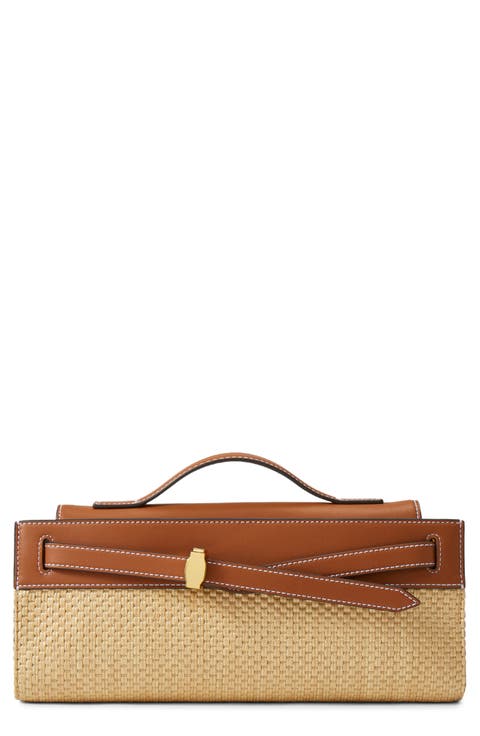 Dash Leather & Raffia Clutch