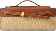 Veronica Beard Dash Leather & Raffia Clutch