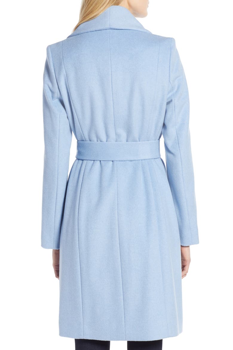 Slick Wool Blend Wrap Coat, Alternate, color, ICE BLUE