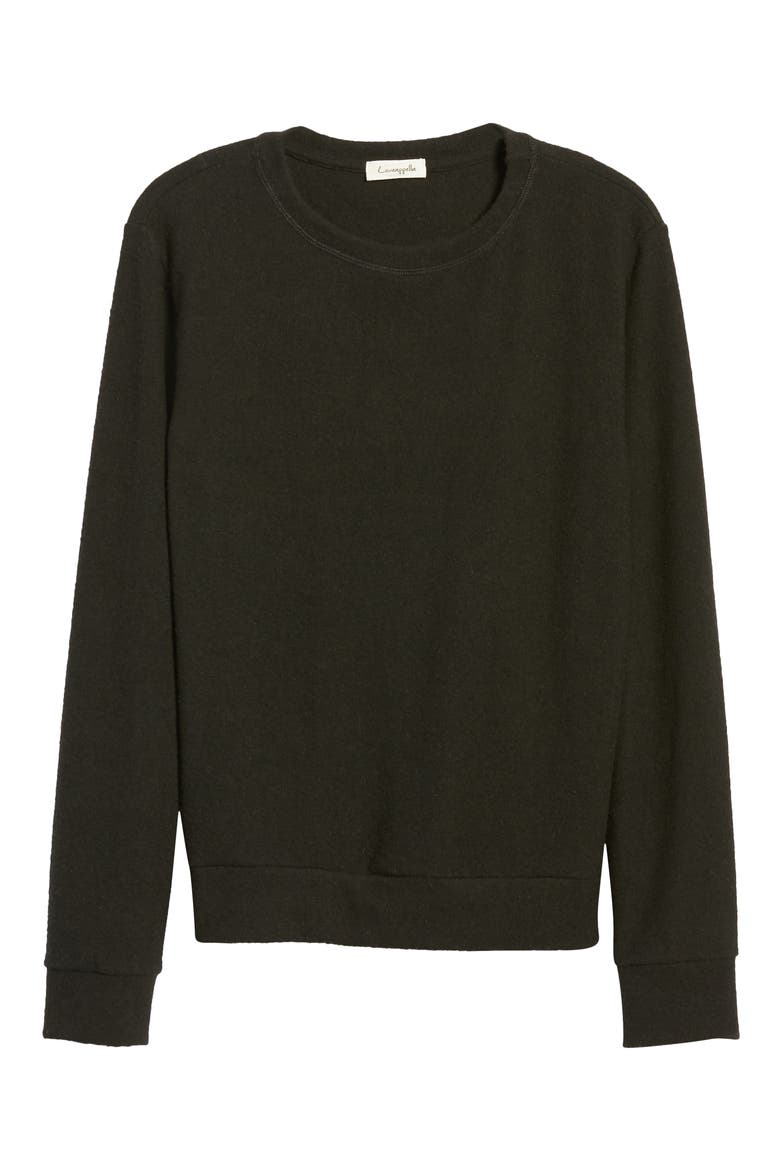 Cozy Crewneck Long Sleeve Top, Alternate, color, BLACK
