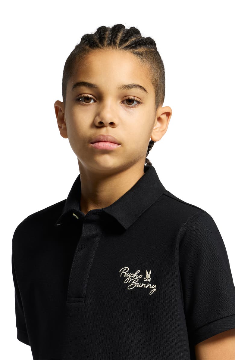 Psycho Bunny Kids' Desert Pima Cotton Piqué Polo, Alternate, color, Black