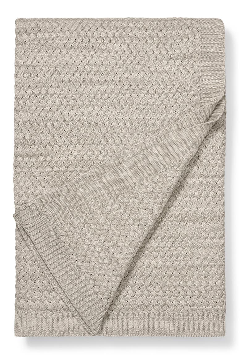 Chunky Knit Organic Cotton Throw Blanket, Main, color, HEATHERED OATMEAL