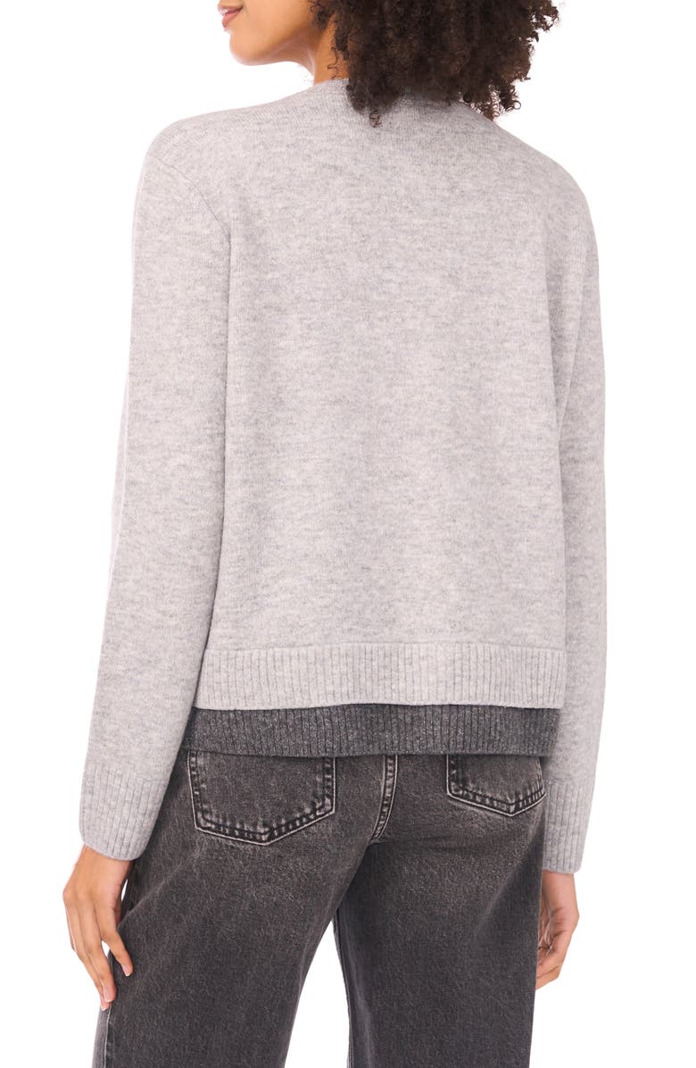 Ted Baker Floral Embellished Layered Hem Cardigan, Alternate, color, Light Heather Grey