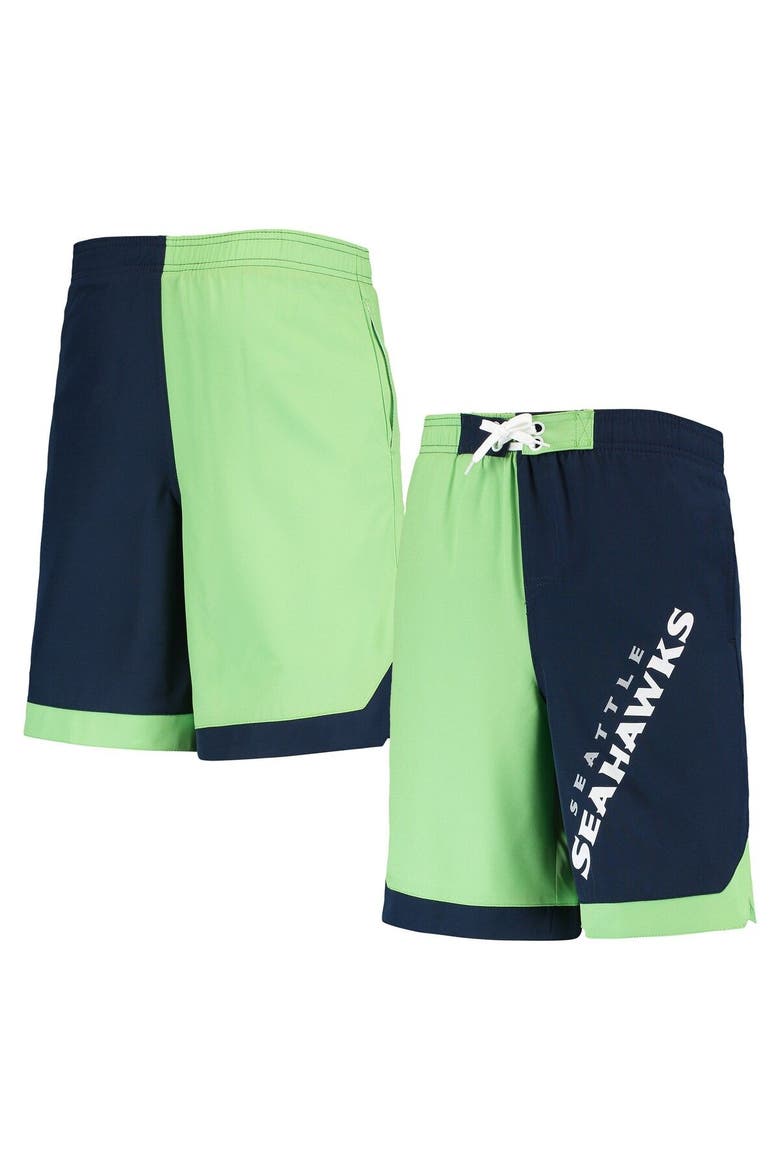 Youth Neon Green/College Navy Seattle Seahawks Conch Bay Board Shorts, Main, color, Neon Green