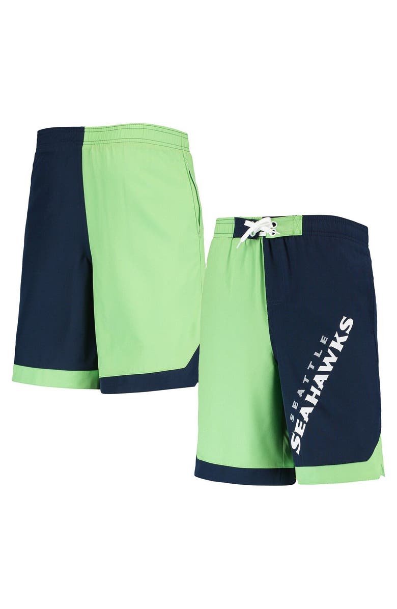 Outerstuff Youth Neon Green/College Navy Seattle Seahawks Conch Bay Board Shorts, Main, color,