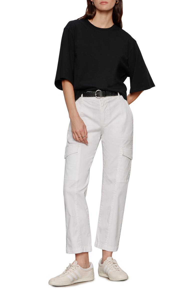 Rebel Ankle Straight Leg Cargo Pants, Alternate, color, CHALK WHITE