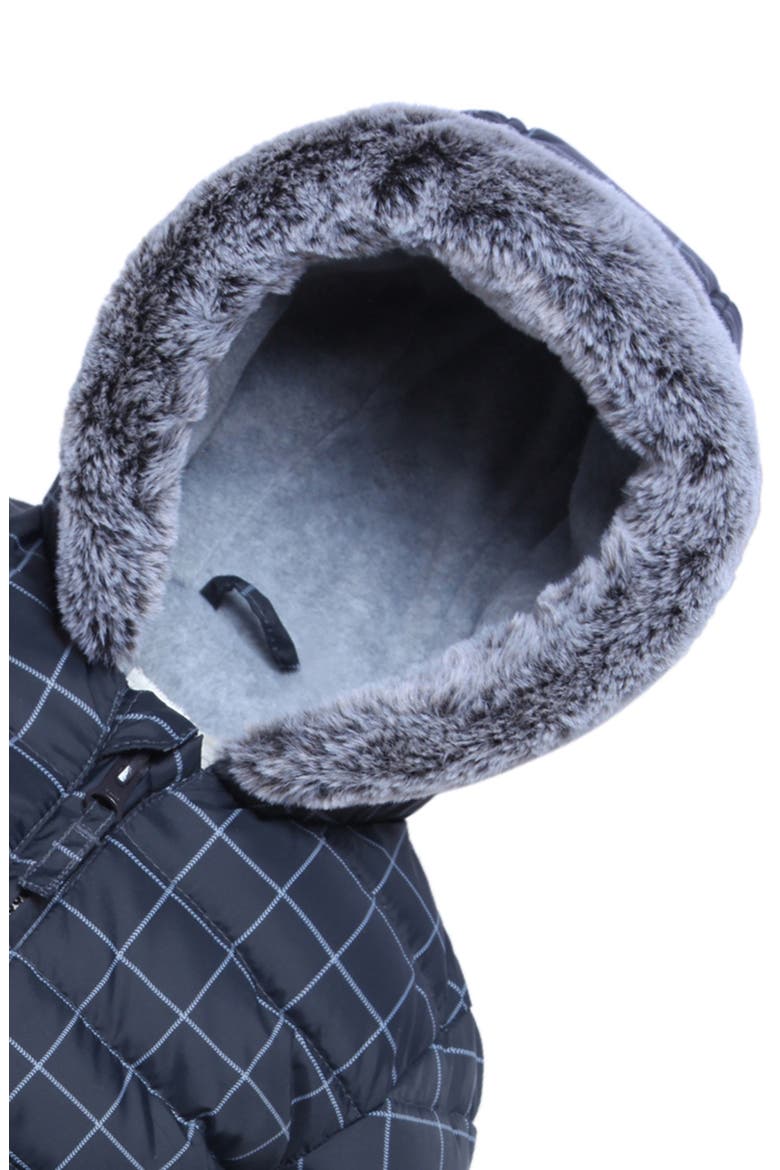 Plaid Fleece Hooded Puffer Jacket, Alternate, color, Dark Gray Stone White Check