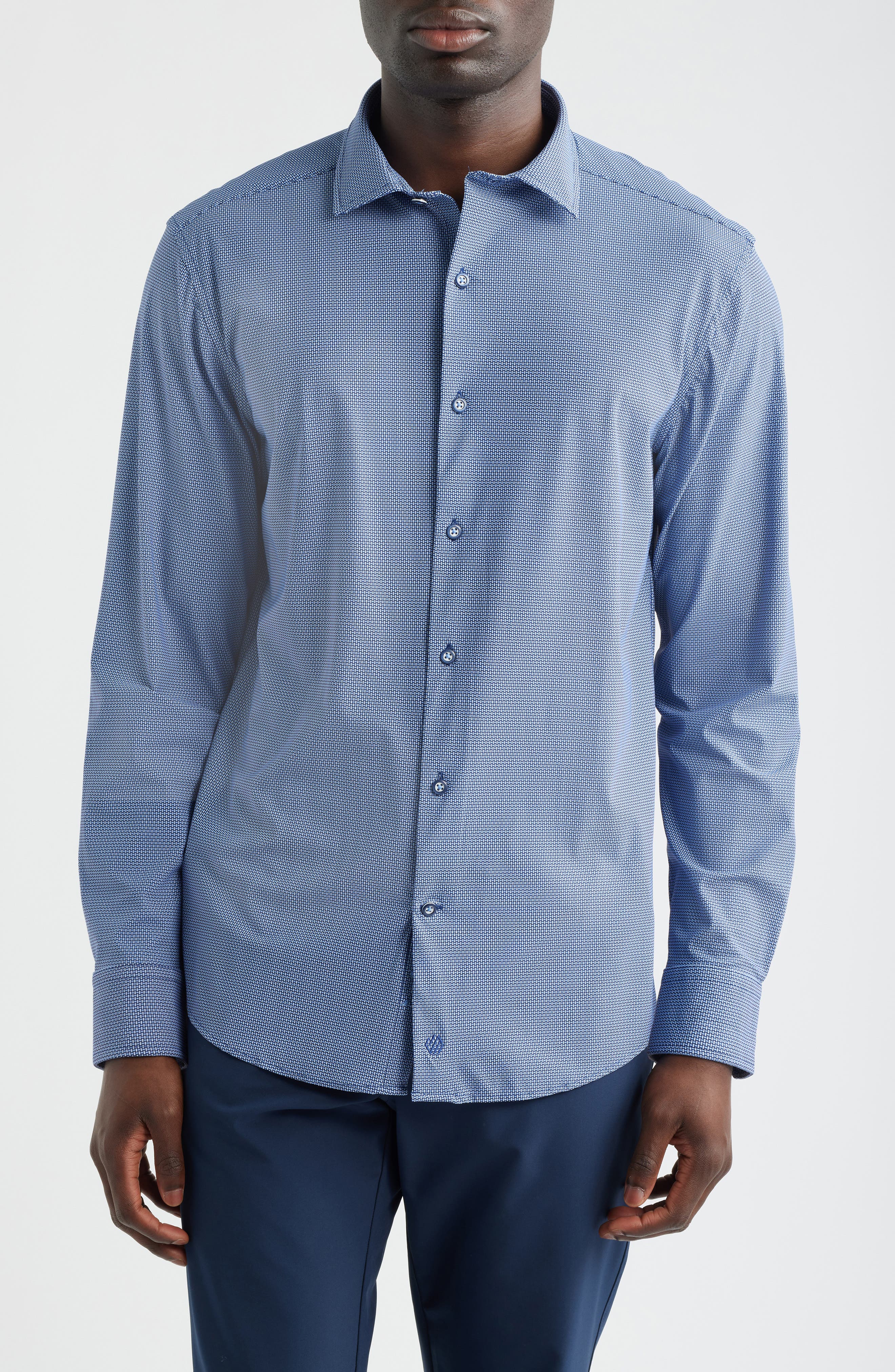 XC+ Motion Micropattern Knit Button-Up Shirt