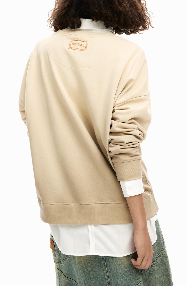 Desigual Floral Graphic Sweatshirt, Alternate, color, Off White