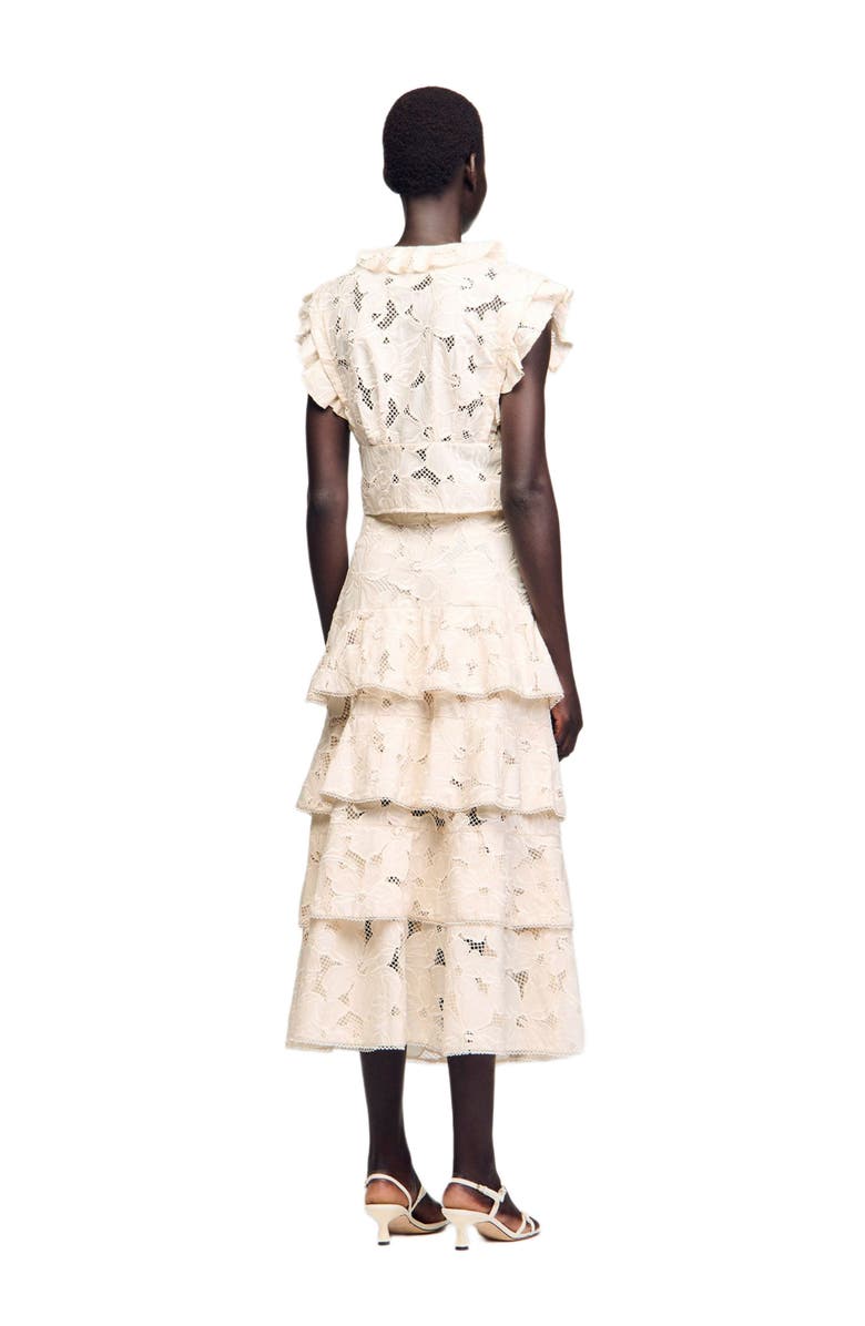 SANDRO Embroidered crop top, Alternate, color, Ecru