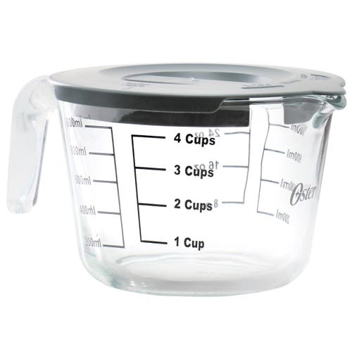Oster Coolidge 4 Cup Clear Glass Measuring Cup With Snap On Lid In Transparent