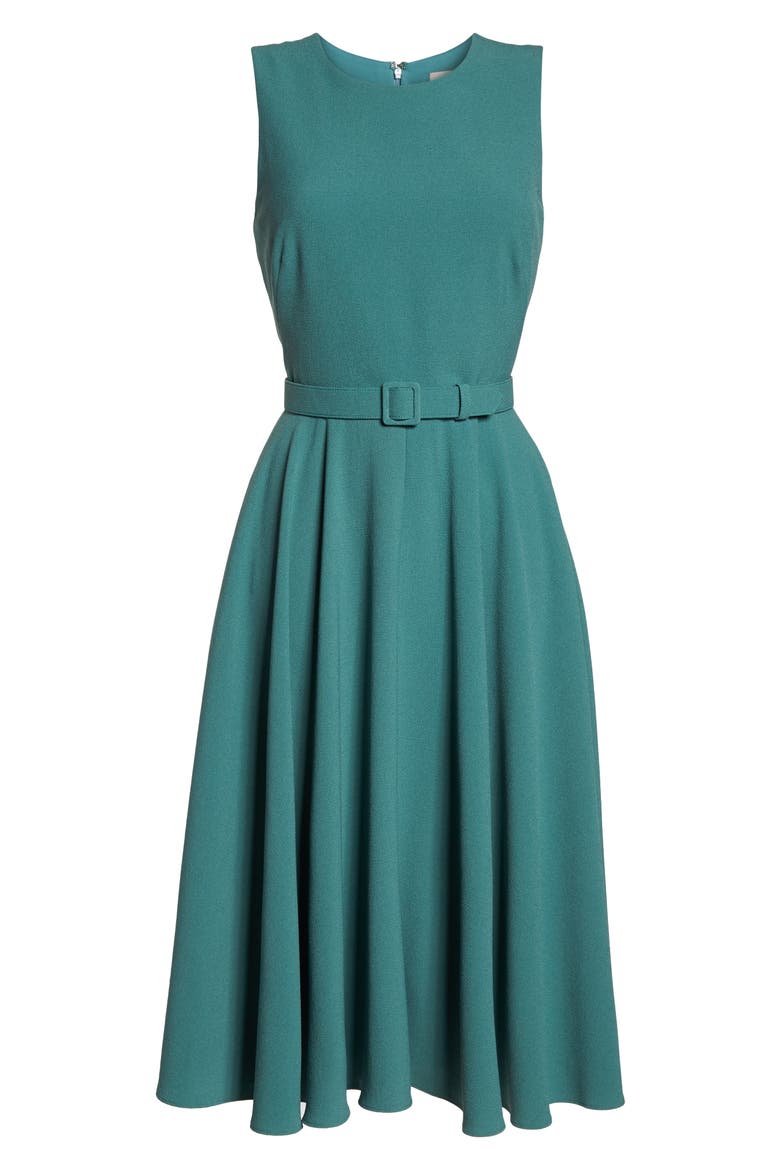 Kaye Belted Fit & Flare Dress, Alternate, color, GREEN