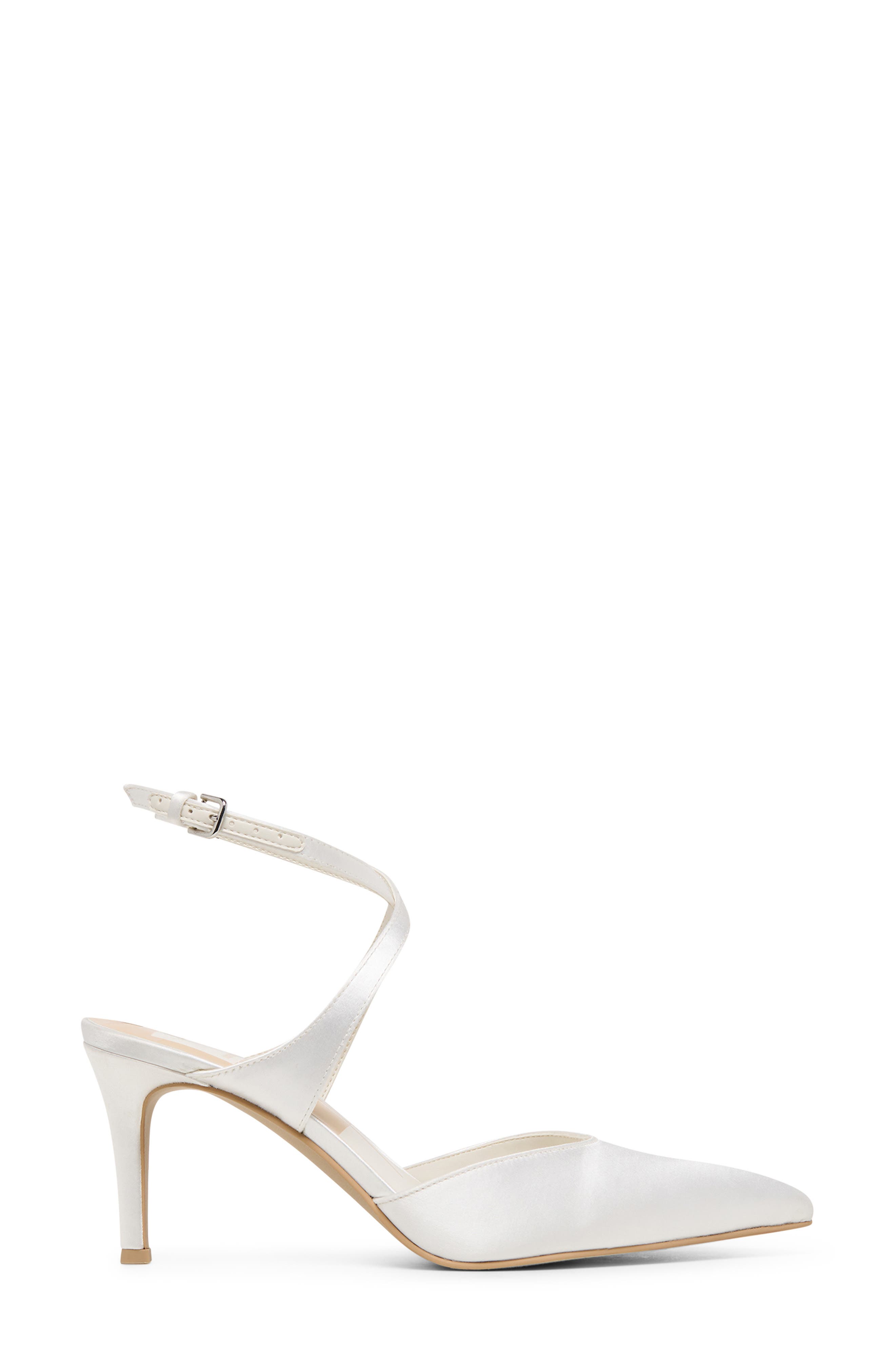 Dolce Vita Eliora Pointed Toe Ankle Strap Pump, Alternate, color, True White Satin