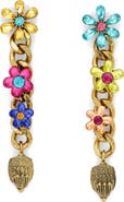 Kurt Geiger London Eagle Floral Mismatched Linear Drop Earrings