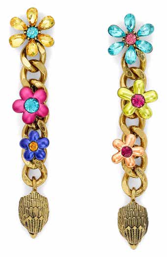 Kurt Geiger London Eagle Floral Mismatched Linear Drop Earrings