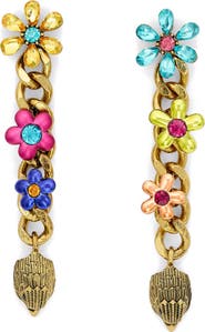 Kurt Geiger London Eagle Floral Mismatched Linear Drop Earrings