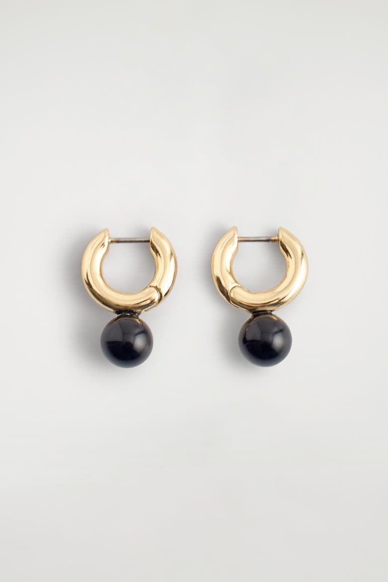 Beaded Huggie Hoop Earrings, Alternate, color, GOLD