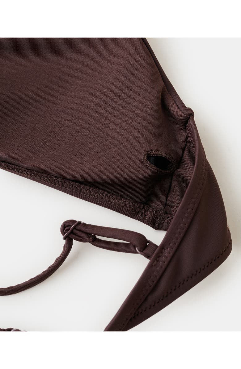 MANGO Stud Triangle Swim Top, Alternate, color, Brown