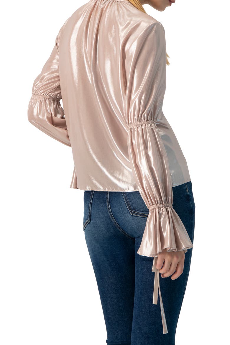 Straight Metallic Sheer Blouse, Alternate, color, Dusty Pink