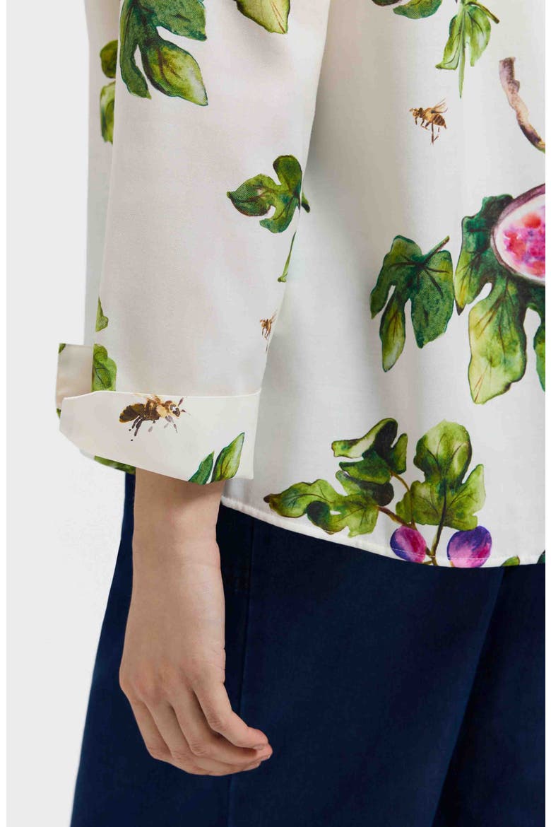 Agnes Figs Print Stretch Cotton Popover Top, Alternate, color, IVORY/ MULTI