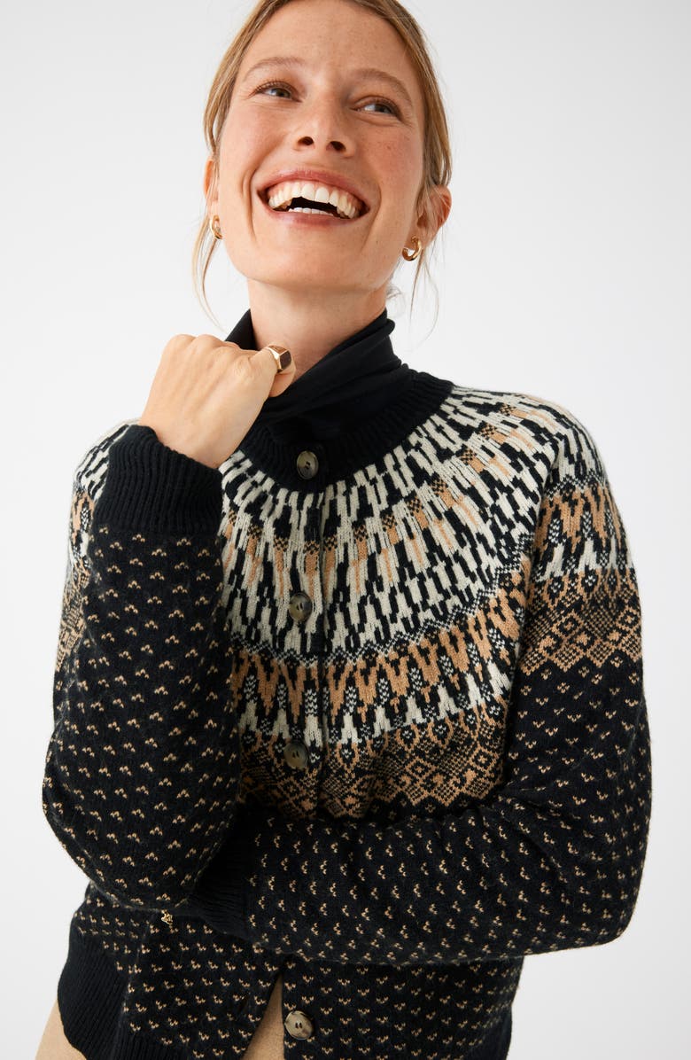 vineyard vines Fair Isle Merino Wool Blend Cardigan, Alternate, color,