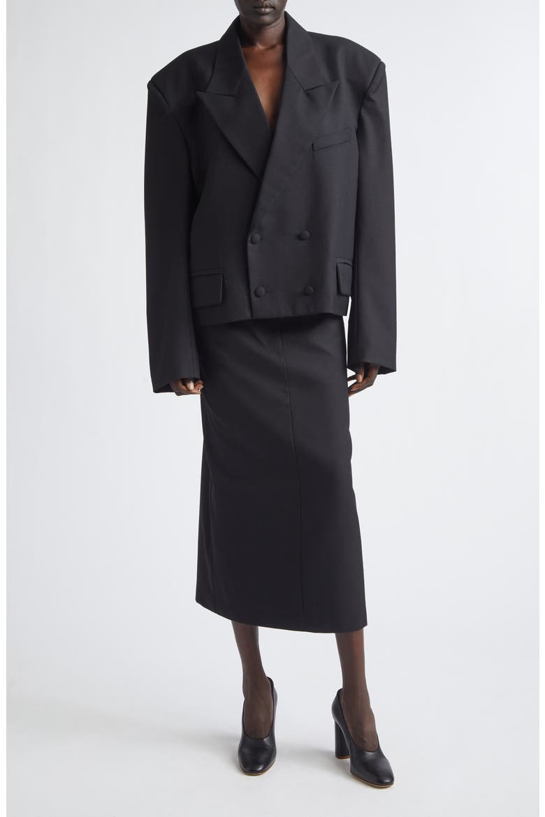 Slouchy Double Breasted Wool Jacket, Alternate, color, BLACK