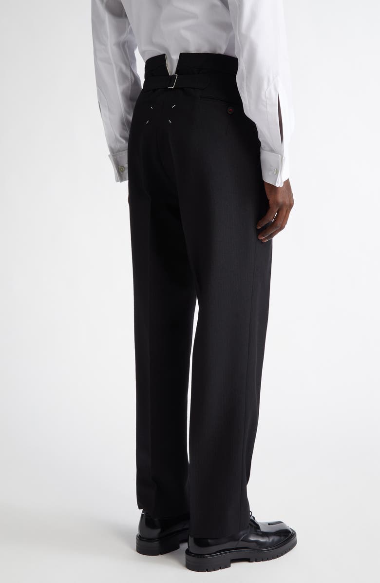 Maison Margiela Wool Herringbone Pleated Pants, Alternate, color, 