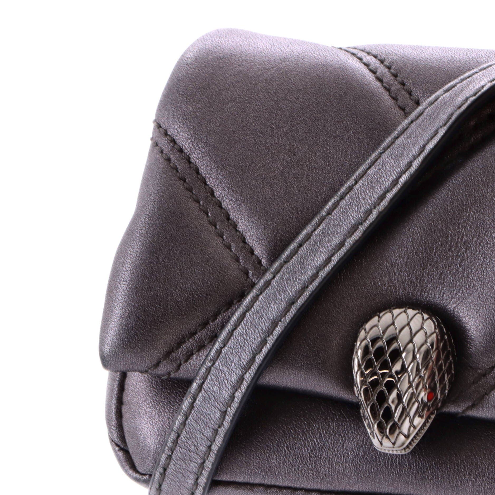 Serpenti Cabochon Shoulder Bag Diagonal Quilted Leather Micro, Alternate, color, Grey