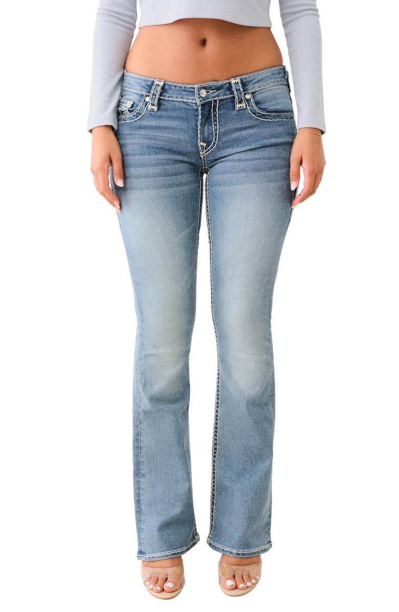 True Religion Crystal Becca Straight Leg Jeans, Main, color, Medium Wash