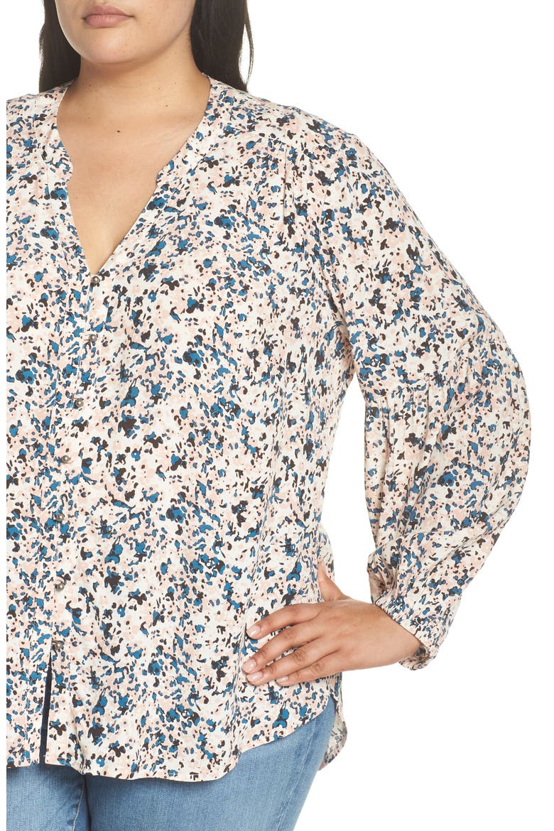 Button-Up Patterned Top, Alternate, color, IVORY- PINK PIONEER FLORAL