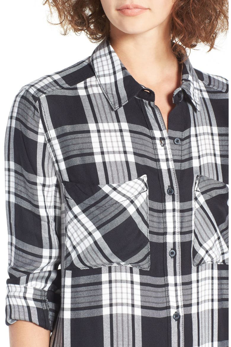 Plaid Tunic Shirt, Alternate, color, BLACK JEN PLAID