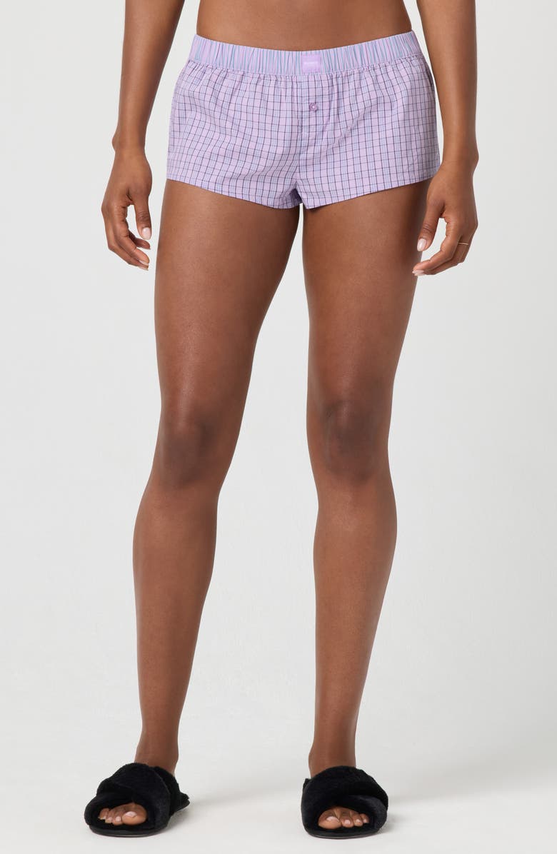 Florence by Mills Plaid Micro Shorts, Main, color, Millie Lavender Plaid