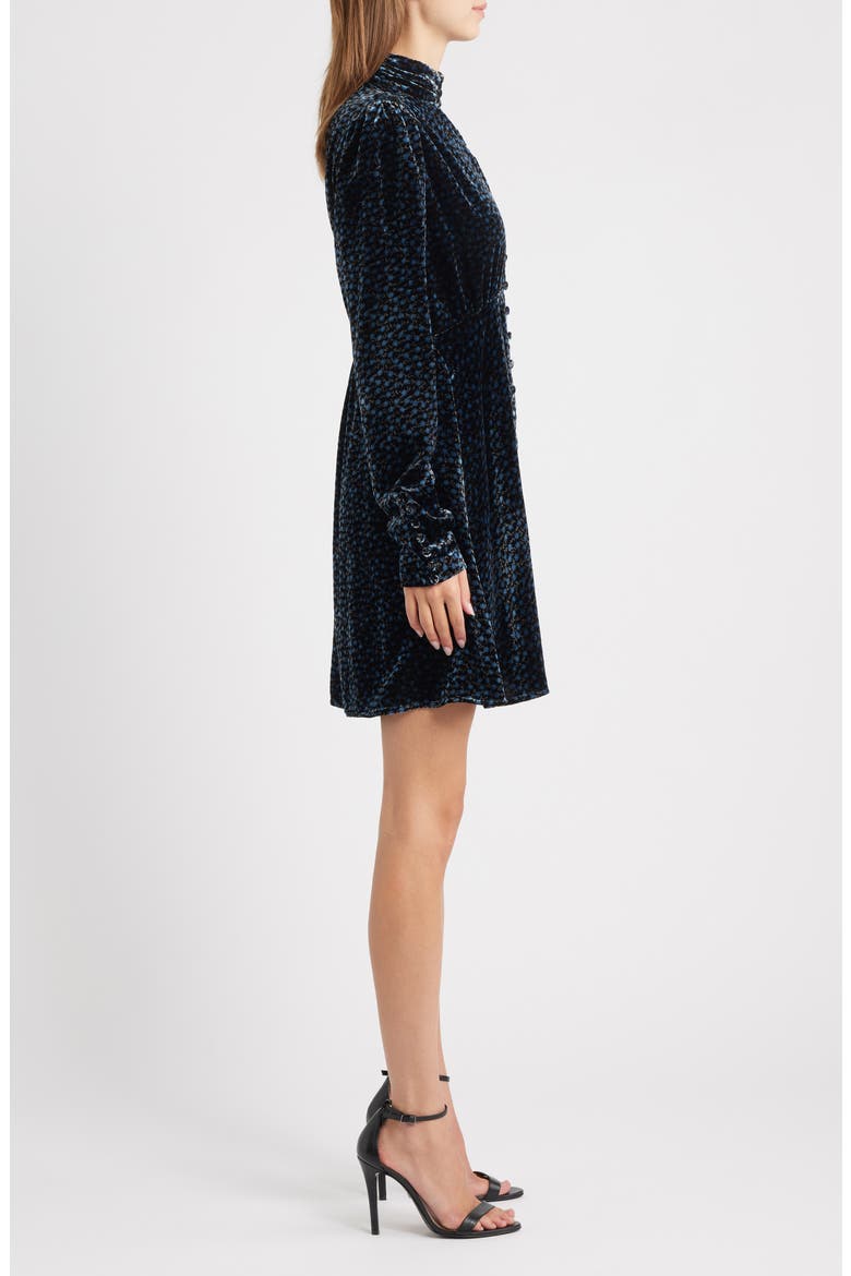Lila Floral Long Sleeve Velvet Cocktail Dress, Alternate, color, BLACK FLORAL