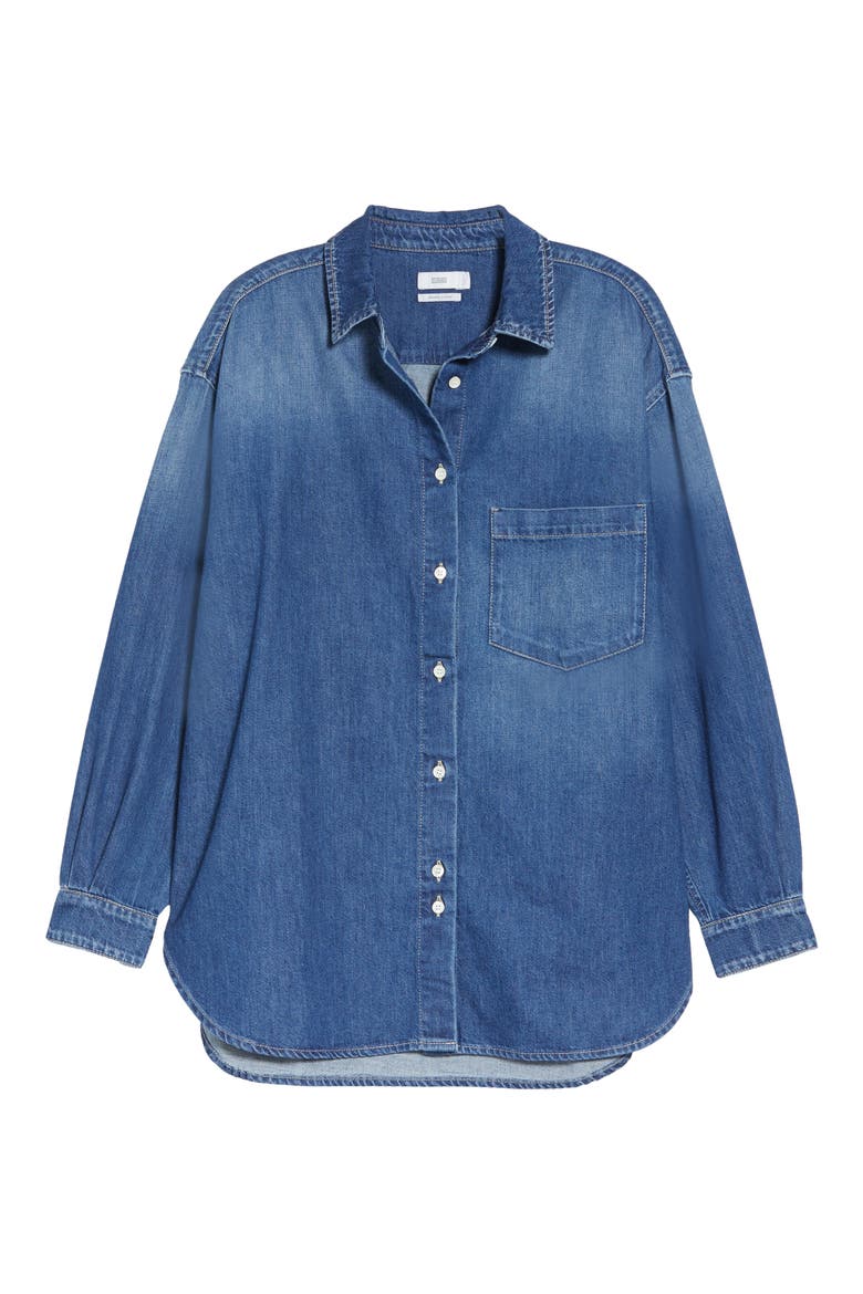 Women's Mira Organic Cotton Denim Shirt, Alternate, color, DARK BLUE