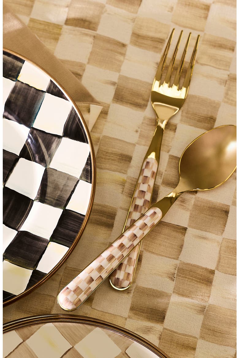 Mocha Check Bistro 5-Piece Place Setting, Alternate, color, MOCHA