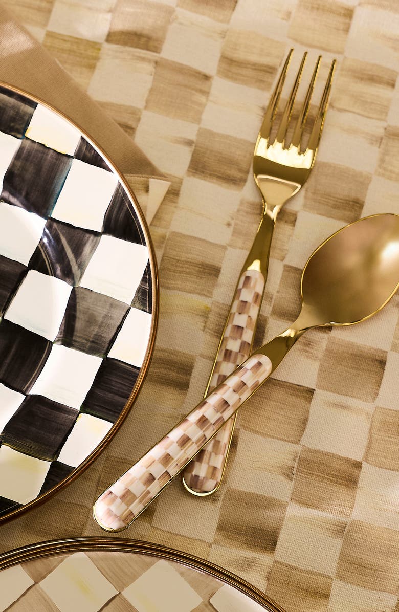 MACKENZIE CHILDS Mocha Check Bistro 5-Piece Place Setting, Alternate, color, Mocha