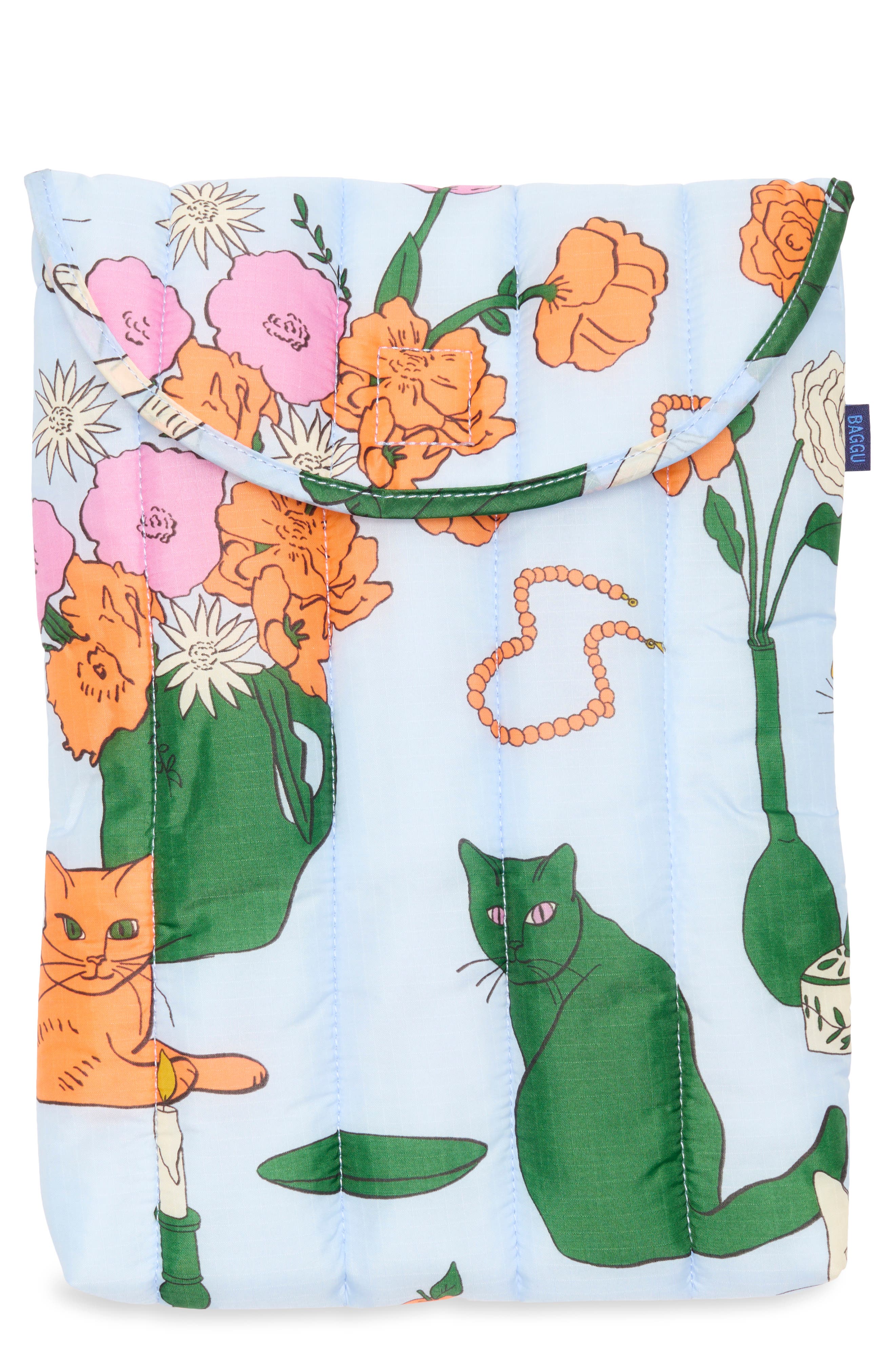 Baggu Puffy Laptop Sleeve, Main, color, Table Cats