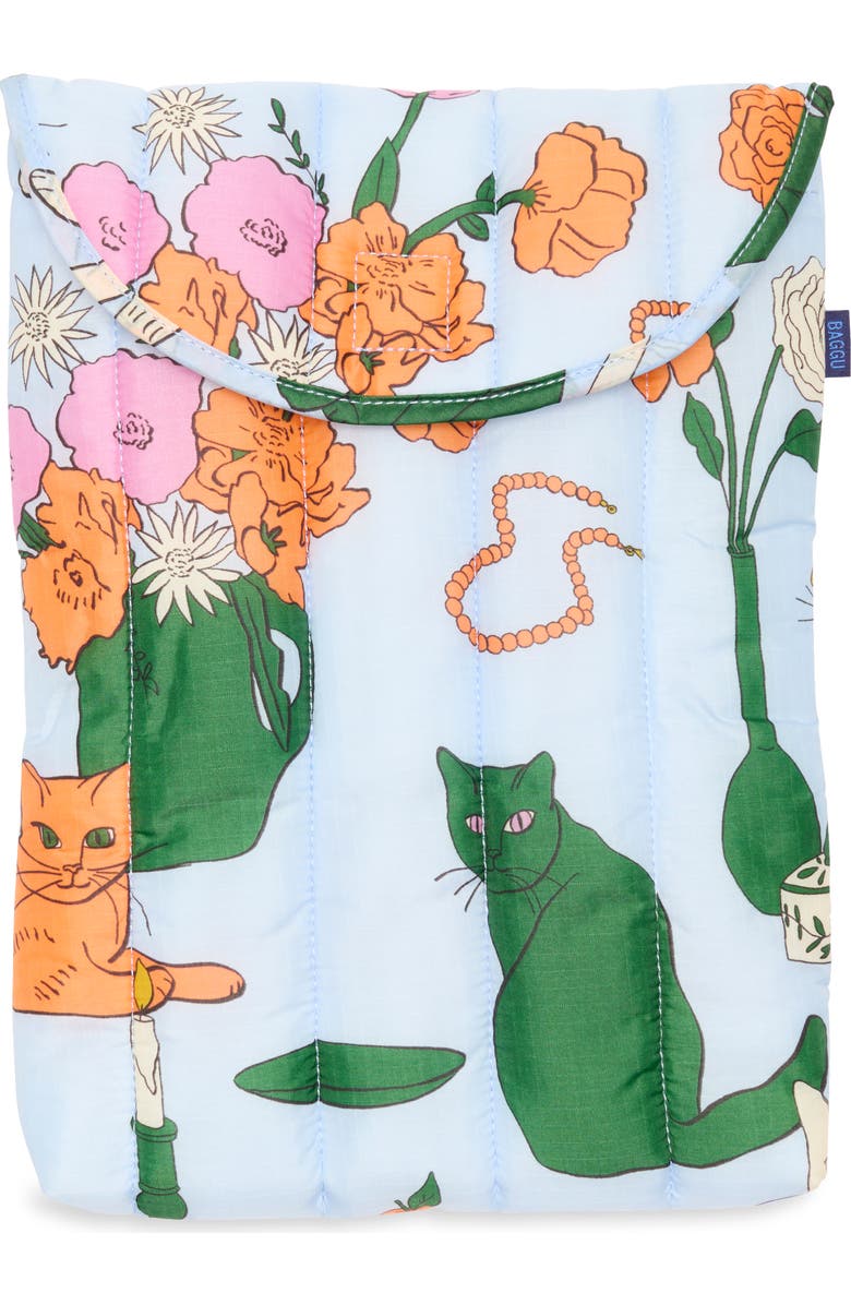 Baggu Puffy Laptop Sleeve, Main, color, Table Cats