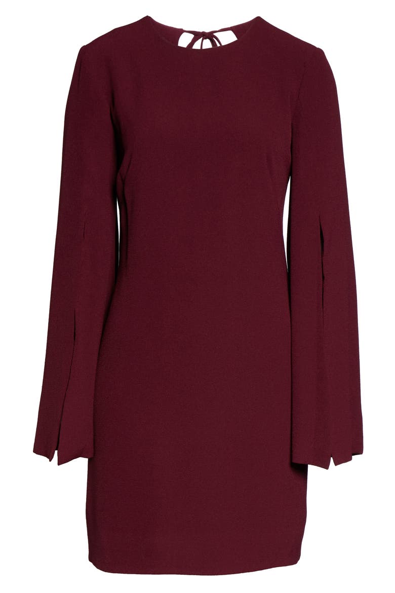 Lillie Long Cape Sleeve Minidress, Alternate, color, BURGUNDY