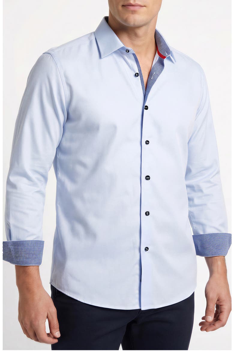 Stretch Cotton Button Up Shirt, Main, color, LT BLUE