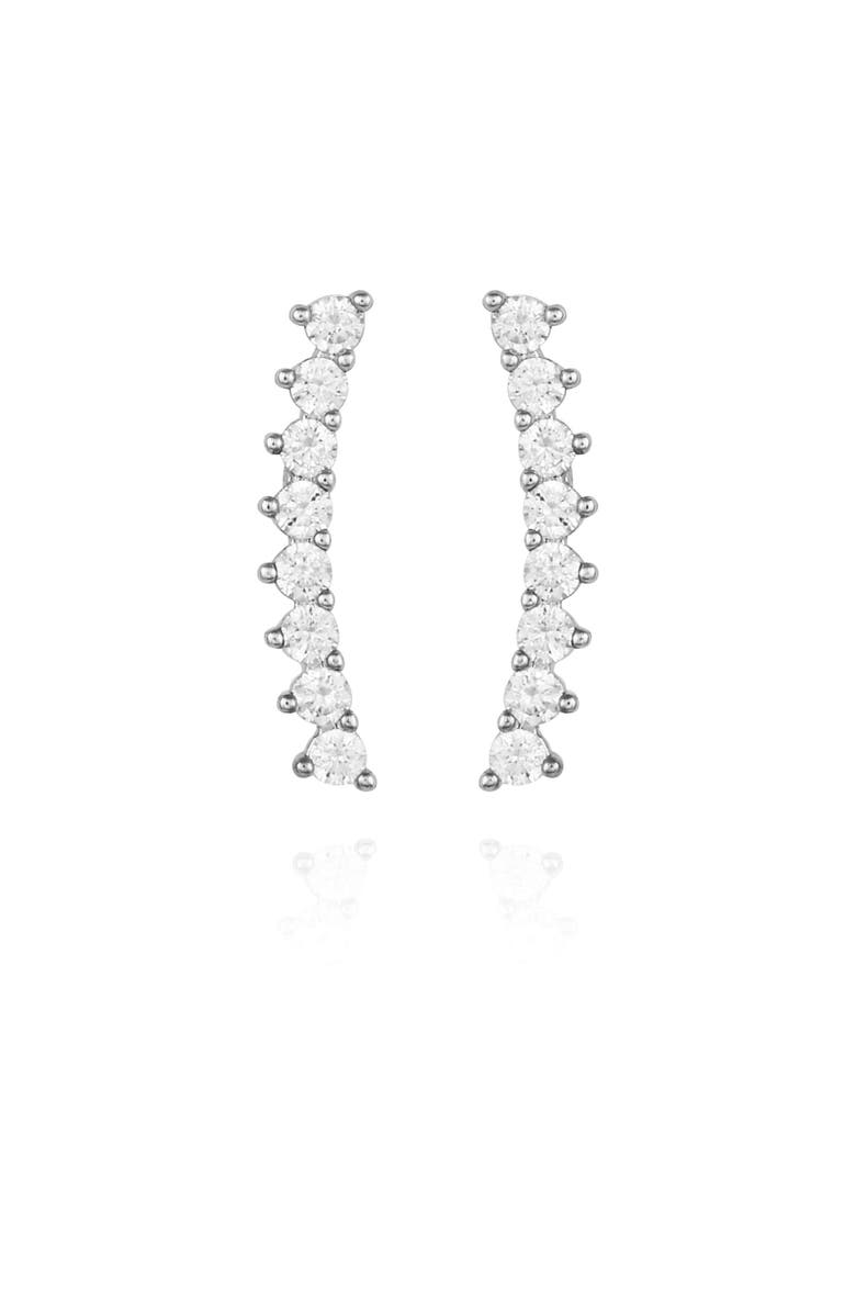 Vince Camuto Cubic Zirconia Ear Climbers, Main, color, Silver Tone